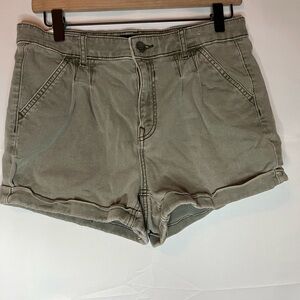 Express Green Pleated Mom Shorts
